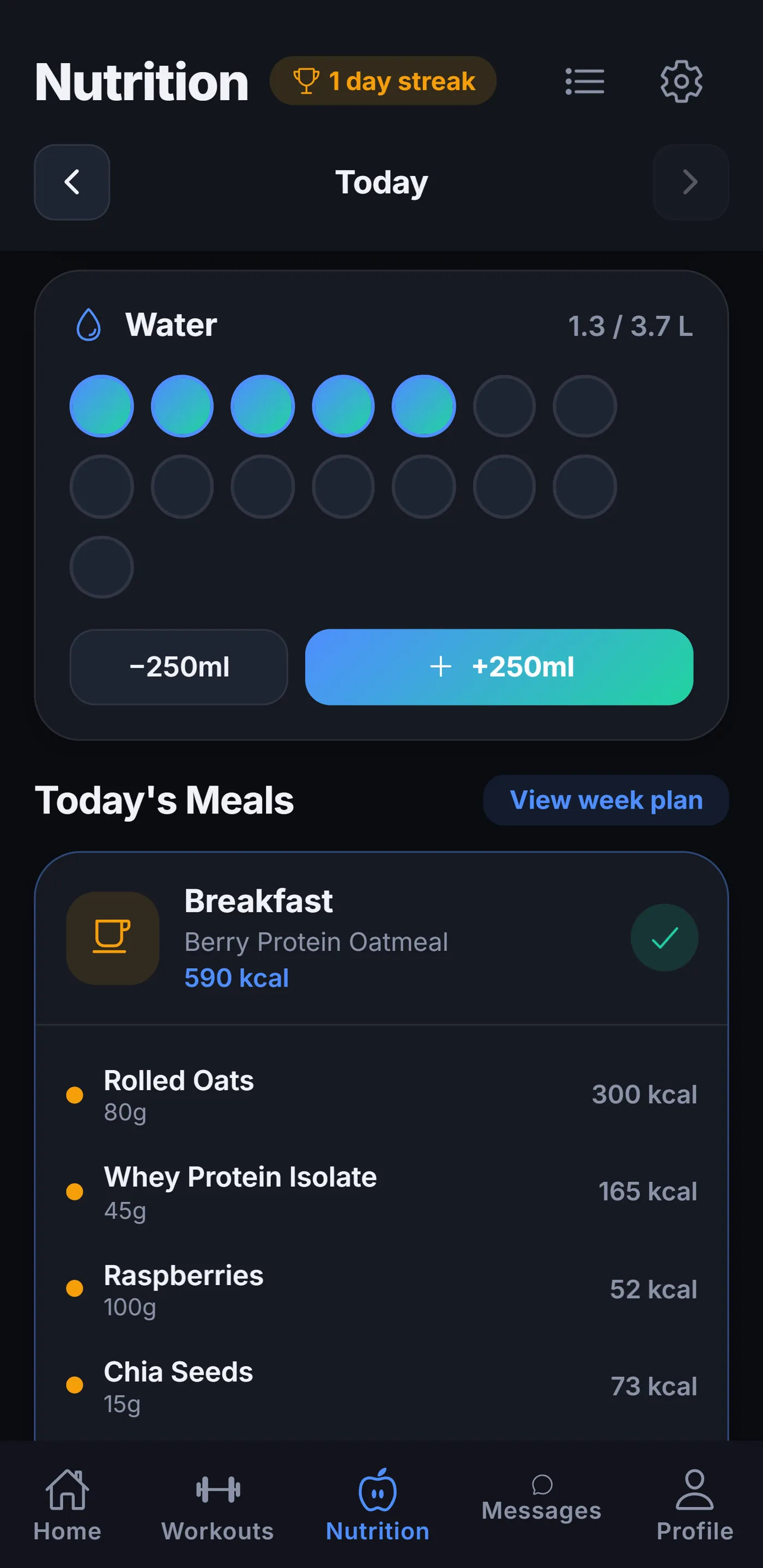 Meals & water tracking